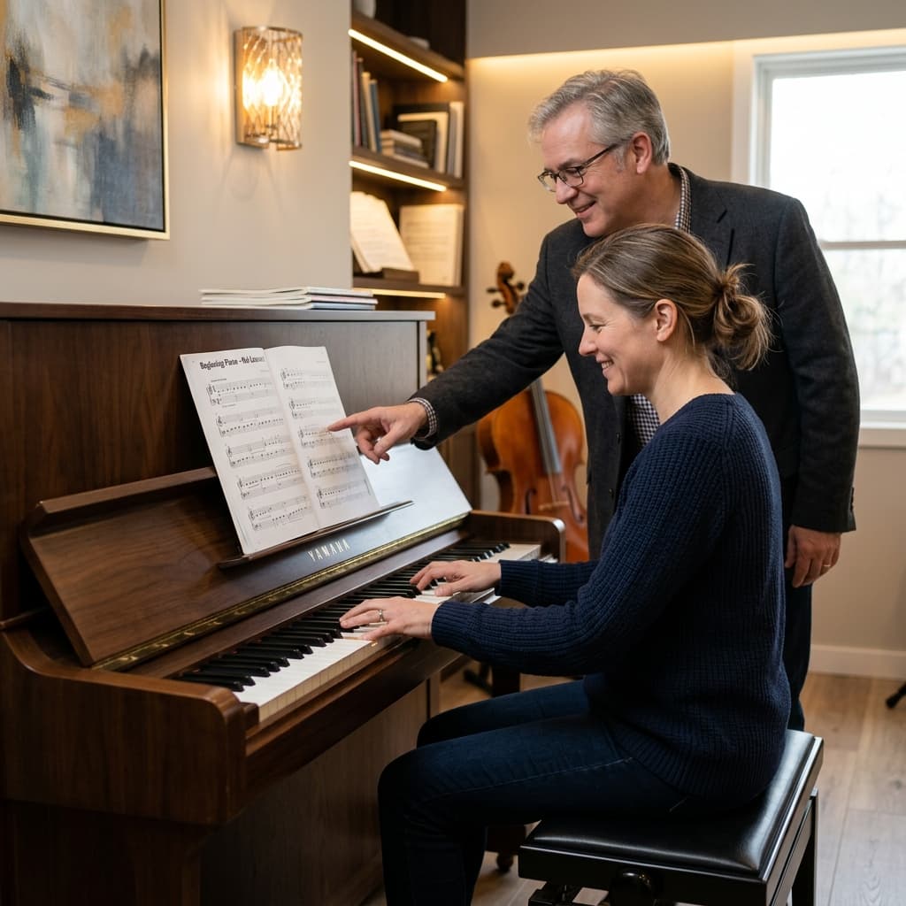 Adult piano lesson at Exceed Learning Center