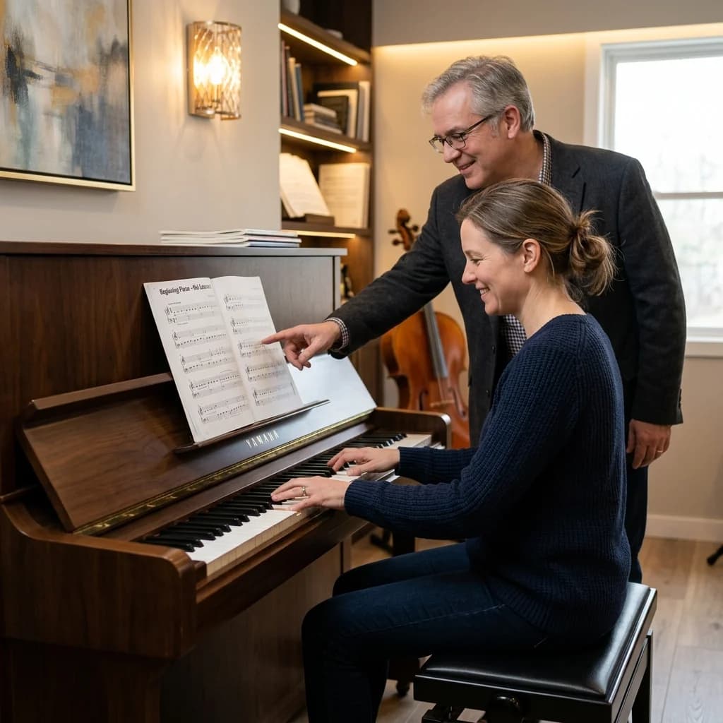 Adult piano lesson at Exceed Learning Center